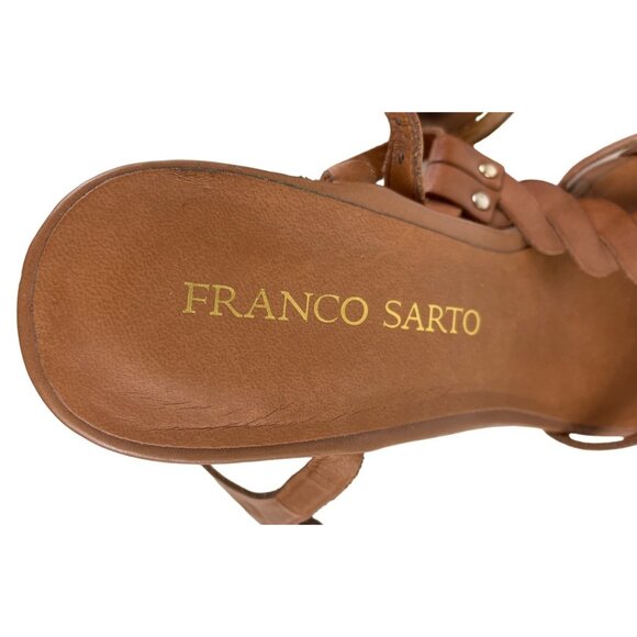 Franco Sarto Womens Size 8.5M Open Toe Platform Wedge Sandals Brown Leather - Picture 8 of 10